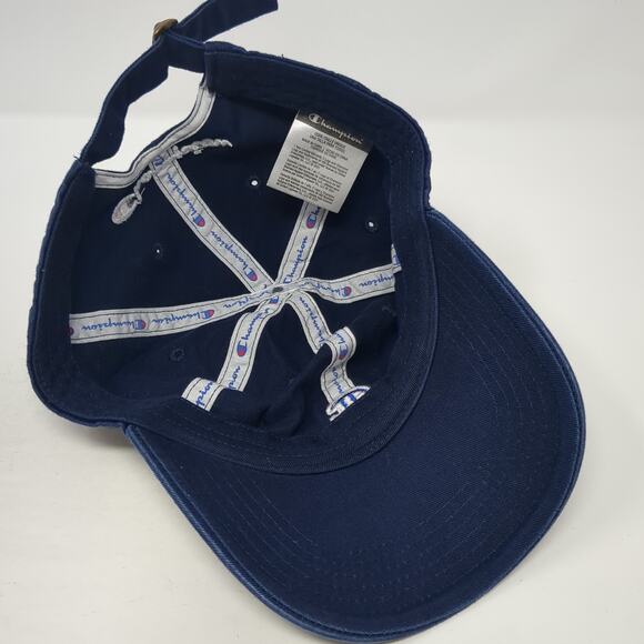 Champion C Logo Slideback Hat Blue One Size Embroidered Vent Holes - Picture 7 of 9